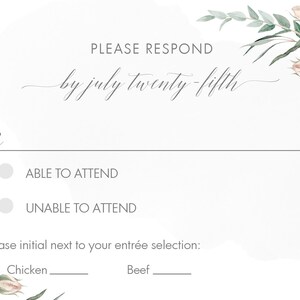 Gold Geometric Wedding Invitation Suite - Modern Greenery - Watercolor Leaves Foliage image 5