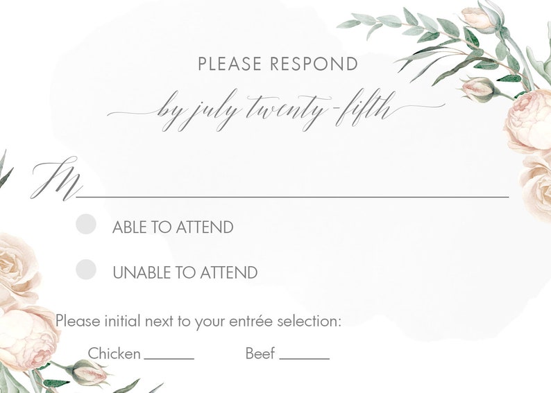 Gold Geometric Wedding Invitation Suite - Modern Greenery - Watercolor Leaves Foliage image 5