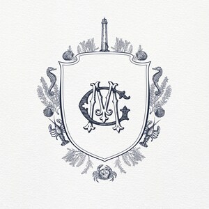 Nautical Anchor Monogram Wedding Logo: Vintage Navy Crest (Digital Download, PNG & JPEG Files)