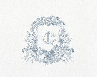 Florales Hochzeitswappen: Vintage Monogramm Logo (Digitaler Download)