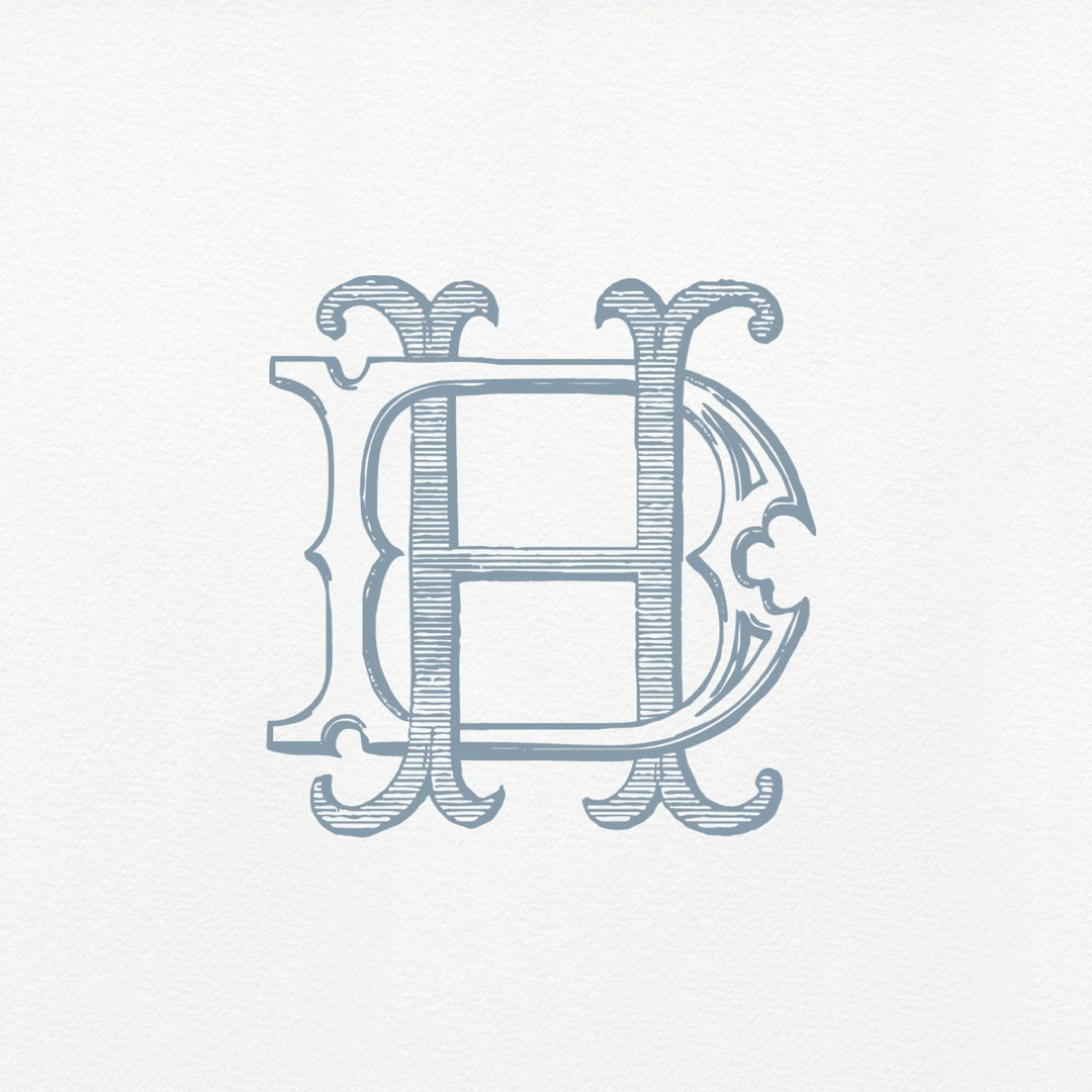 Vintage Interlocking DH Monogram: Classic Wedding Duogram (digital ...