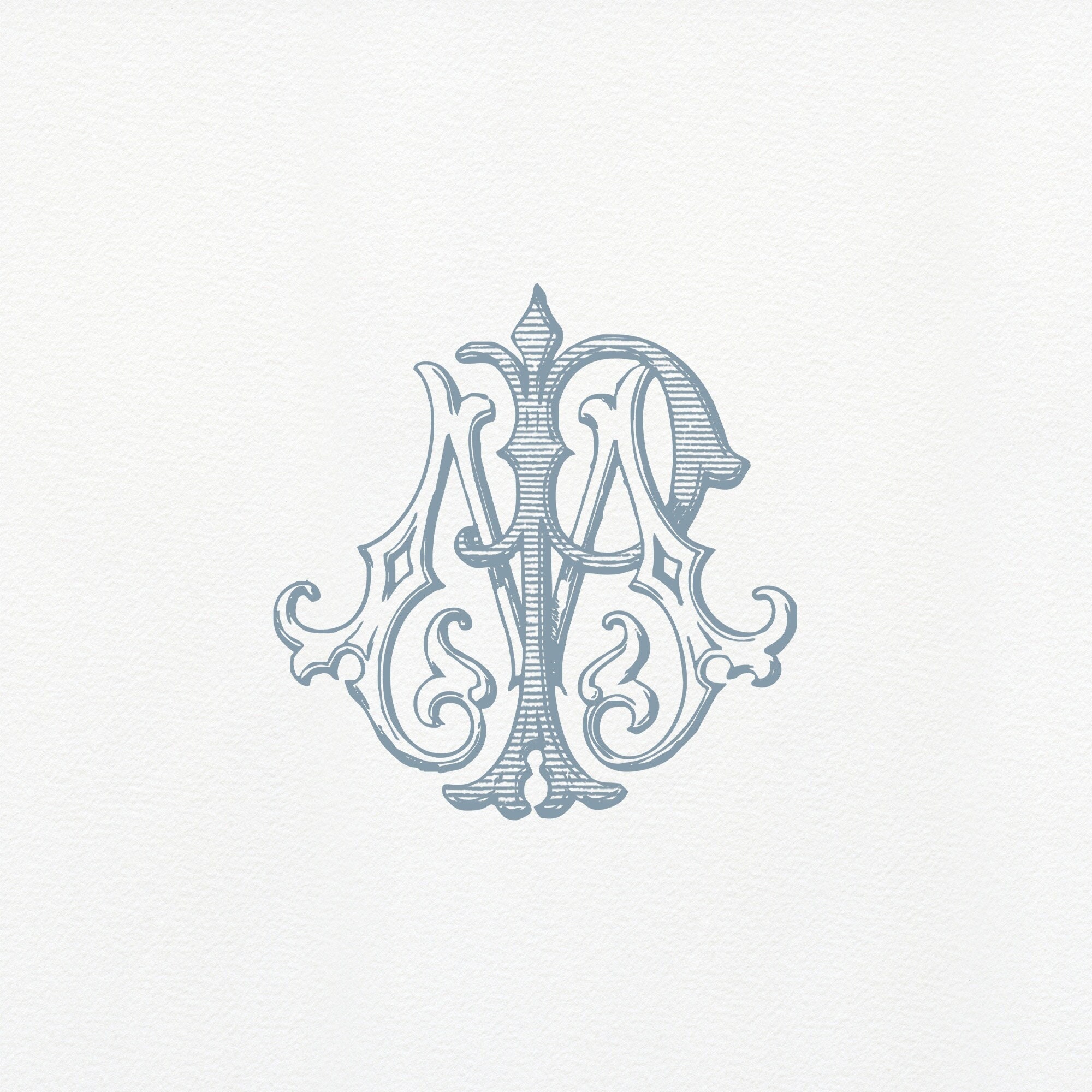 Antique Monogram Design - MP - PM - Vintage Wedding Logo