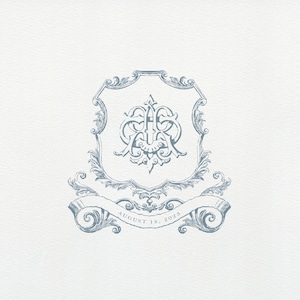 Vintage Ornate Heraldry Monogram Wedding Crest | Interlocking Vintage Monogram