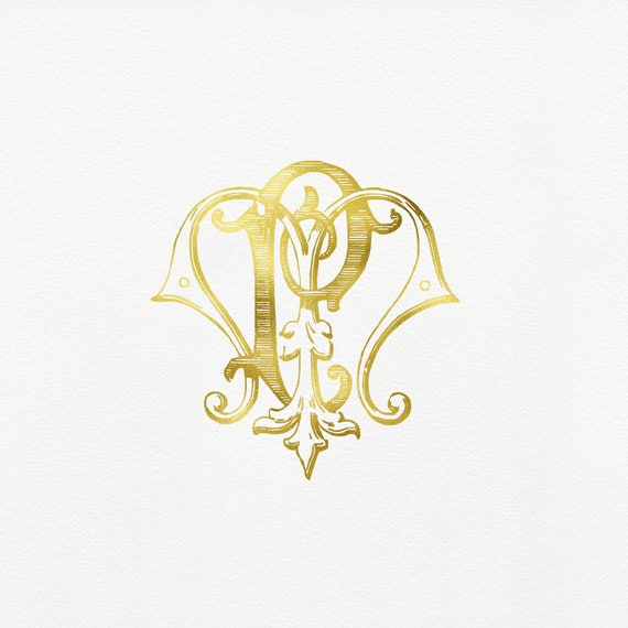 Illustration Of MP Or PM Monogram Classic Style, Initial Wedding