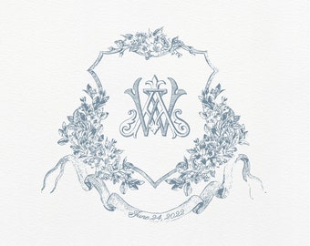 Florales Hochzeitswappen: Vintage Monogramm Logo (Digitaler Download)