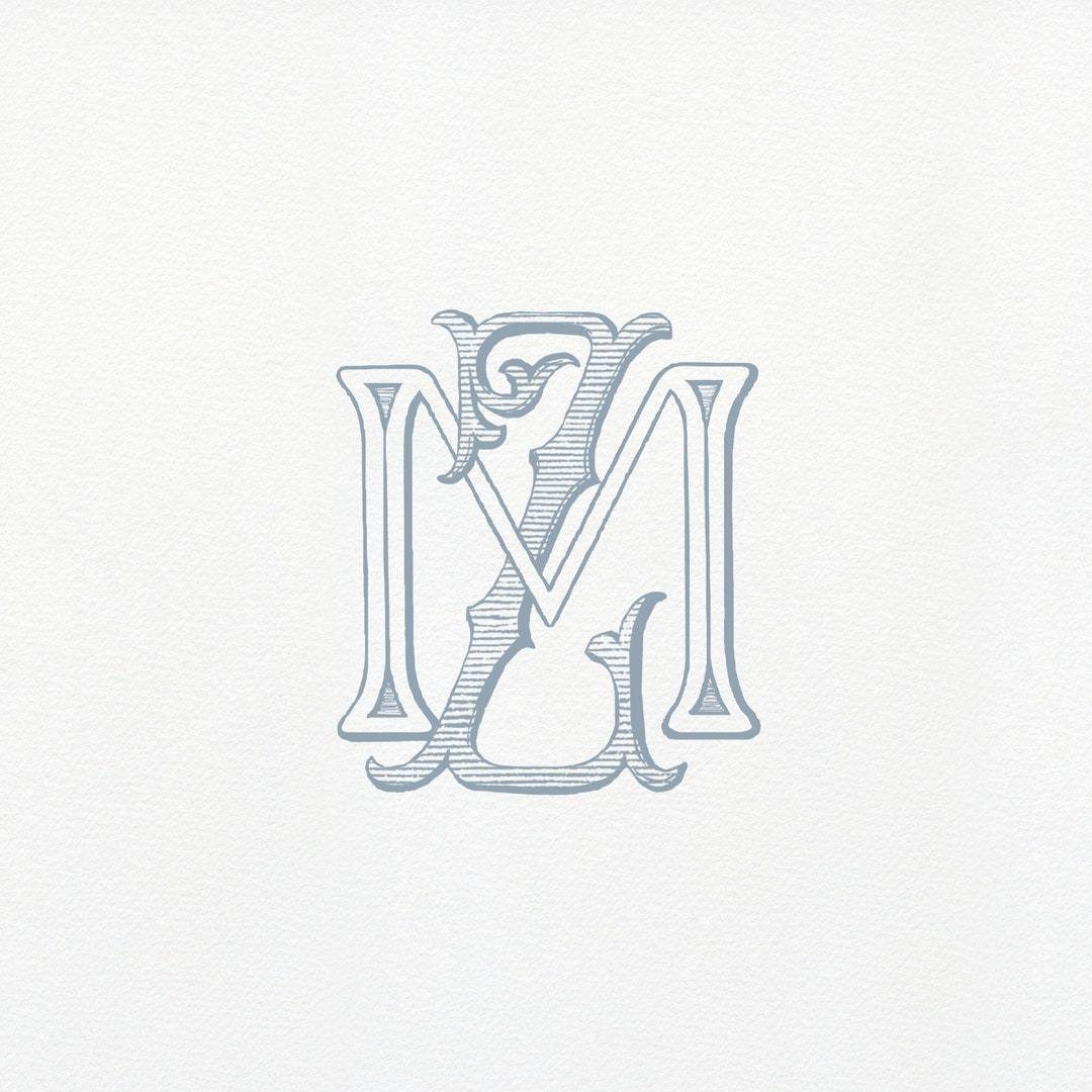 Vintage Interlocking MZ Monogram: Classic Wedding Duogram (digital ...