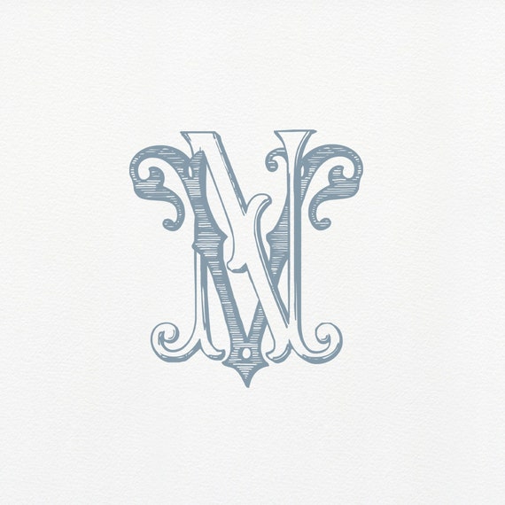 Vintage NV VN Interlocked Monogram: Classic Wedding Duogram