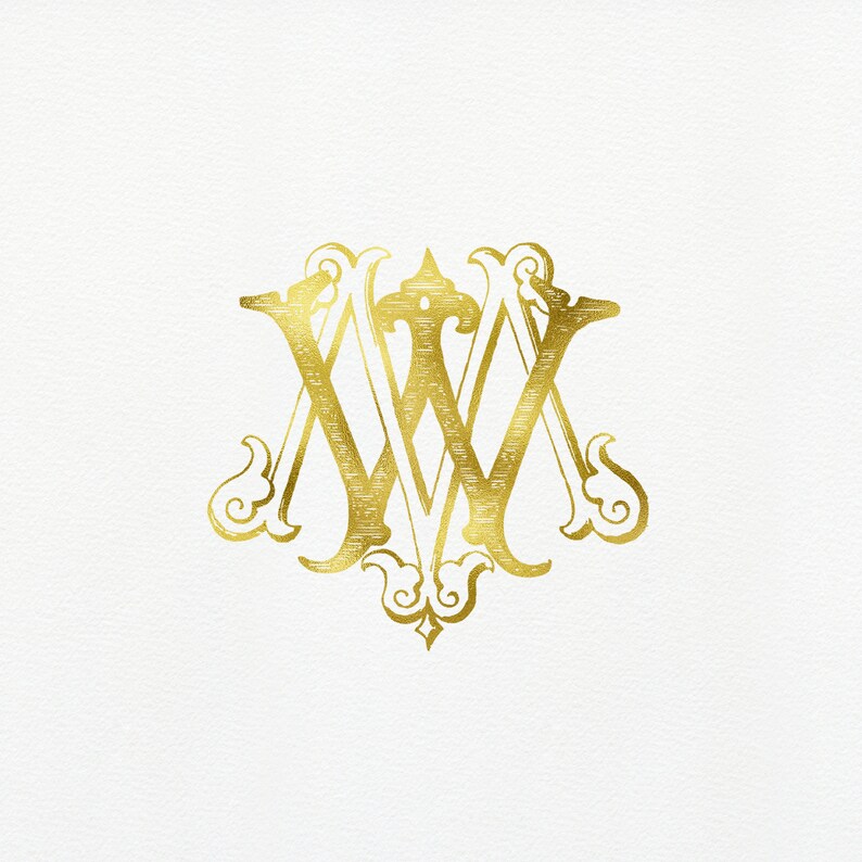 Vintage MW Monogram: Classic Interlocking Wedding Duogram (digital ...