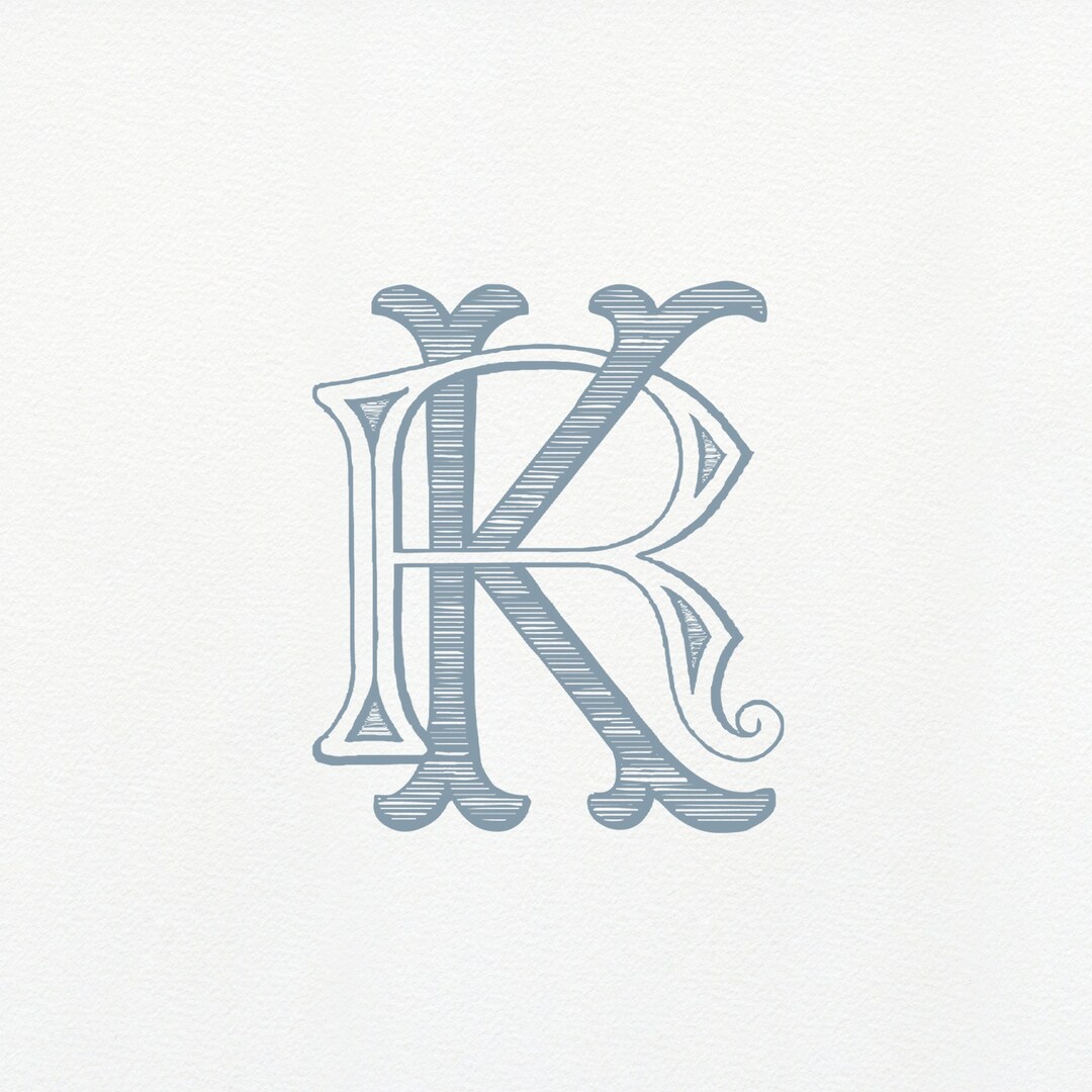 Vintage KR/RK Monogram: Classic Interlocking Letter Design (digital ...