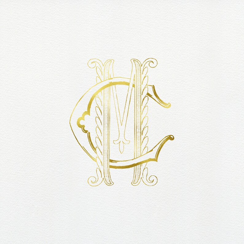 Vintage Wedding Monogram CM/MC: Classic Interlocking Design (digital ...