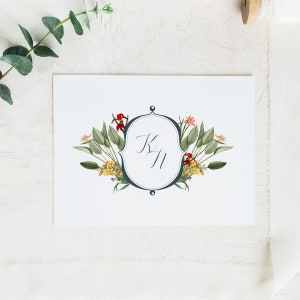 Tropical Monogram Wedding Crest | Monogram Logo | Vintage - Birds of Paradise Flowers