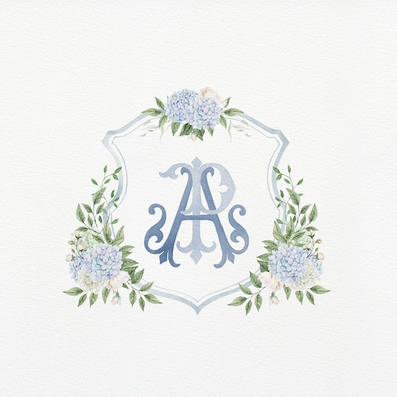 monogram watercolor blue