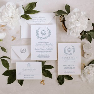 Vintage Laurel Monogram Wedding Invitation Suite (Digital Wreath Files)