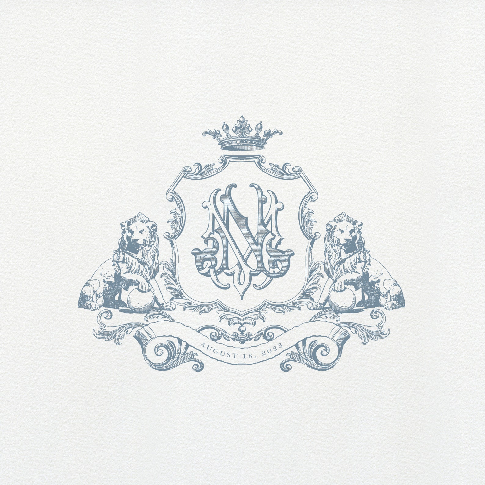 Vintage Lion Heraldry Monogram Wedding Crest With Crown - Etsy