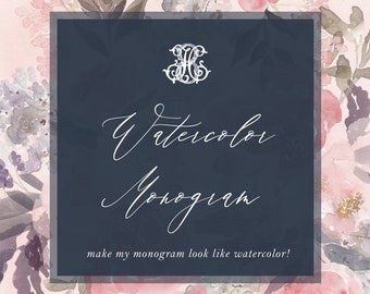 Vintage Monogramm in Aquarell