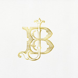 Script Monogram Nbj Vintage BJ Monogram: Classic Interlocking Letter Design (digital ...