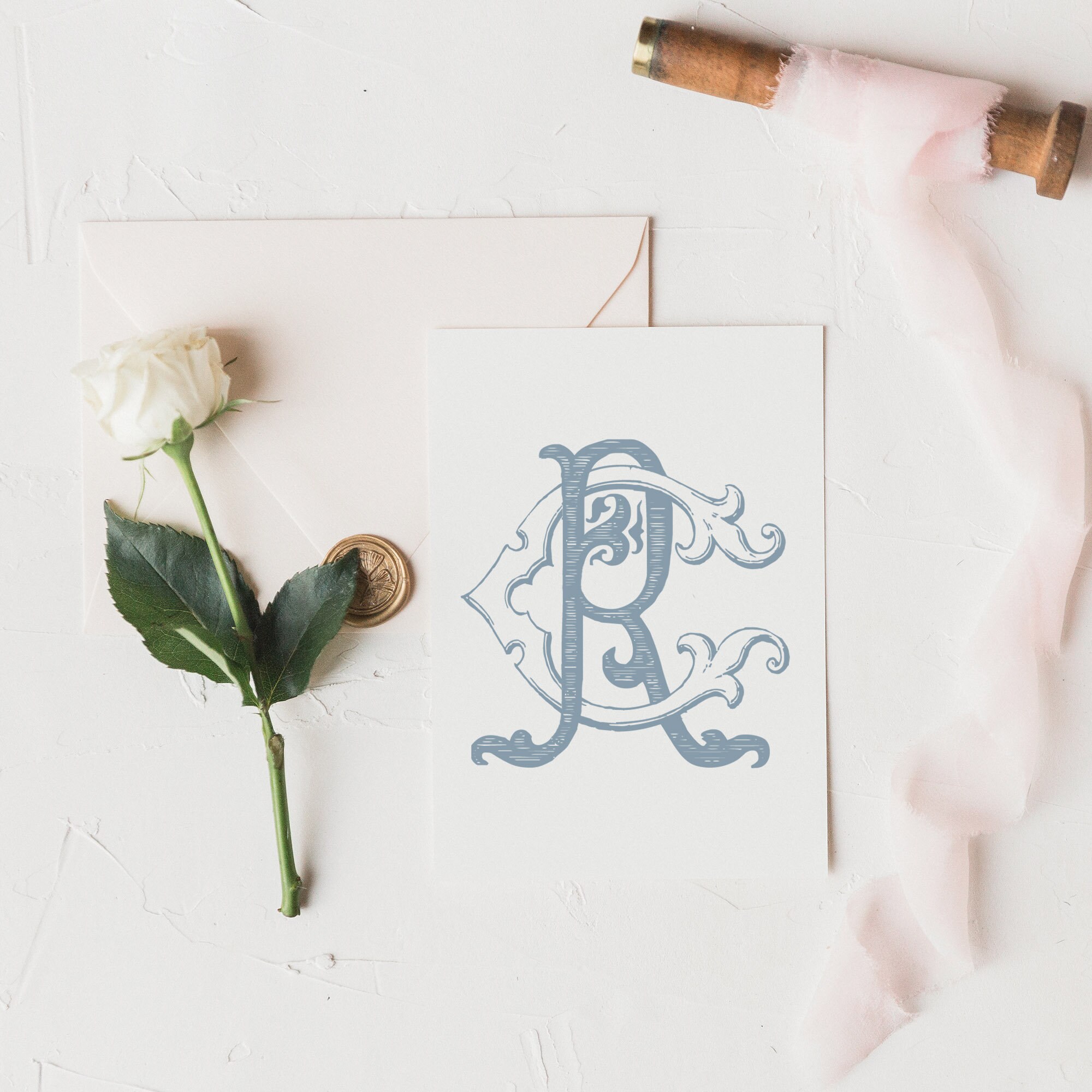 Vintage CR/RC Interlocked Monogram: Classic Wedding Duogram (digital ...