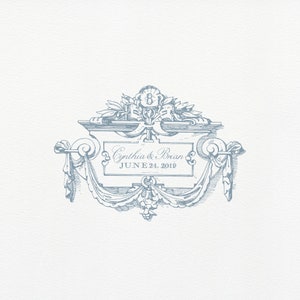 Vintage Hochzeits-Logo: Gravur Monogramm Wappen (Digital)