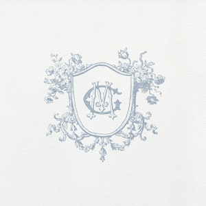 Vintage Floral Wedding Crest: Antique Monogram (Digital PDF, PNG, JPEG)