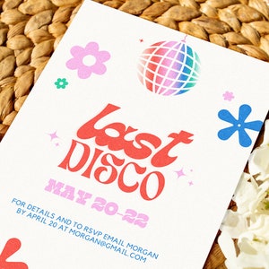 Editable Disco Invitation + Itinerary, Disco Bachelorette, Disco Birthday, Instant File Download for Canva Print DIY