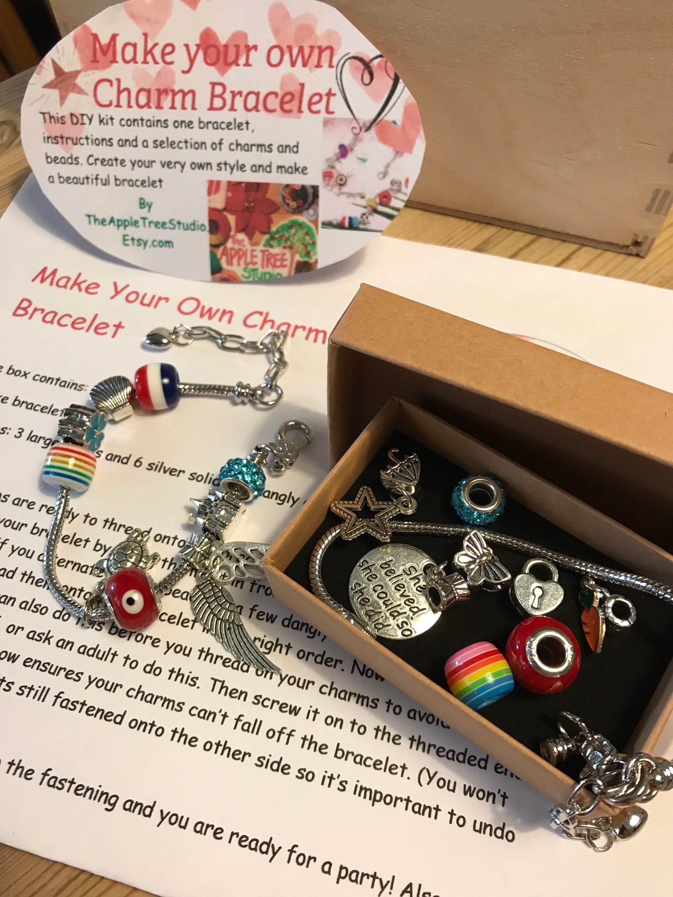 Make your own Charm Bracelet kit comes with 9 charms and Etsy