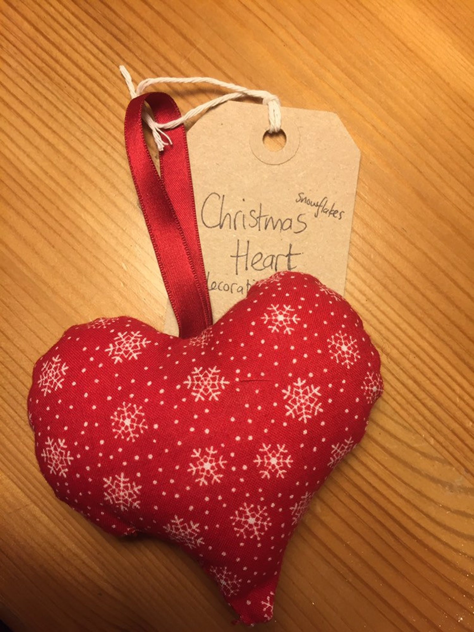 Coeur de décoration de Noel avec des flocons de neige-rouge et | Etsy