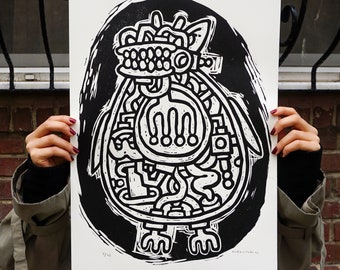 Linocut print, edición de 25