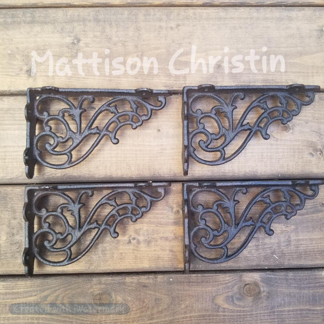 Set of 4 Cast Iron Scroll Shelf Brace Brackets Etsy