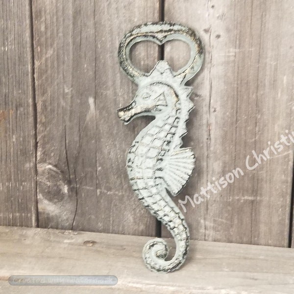 2 Two Seahorse Cast Iron Nautical Themed Bottle Opener