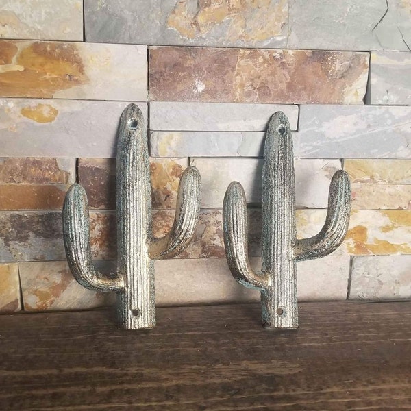 2 Cactus Cast Iron Hooks