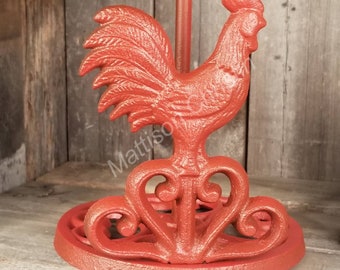 Red Rooster Cast Iron Country Kitchen Farmhouse Paper Towel Holder