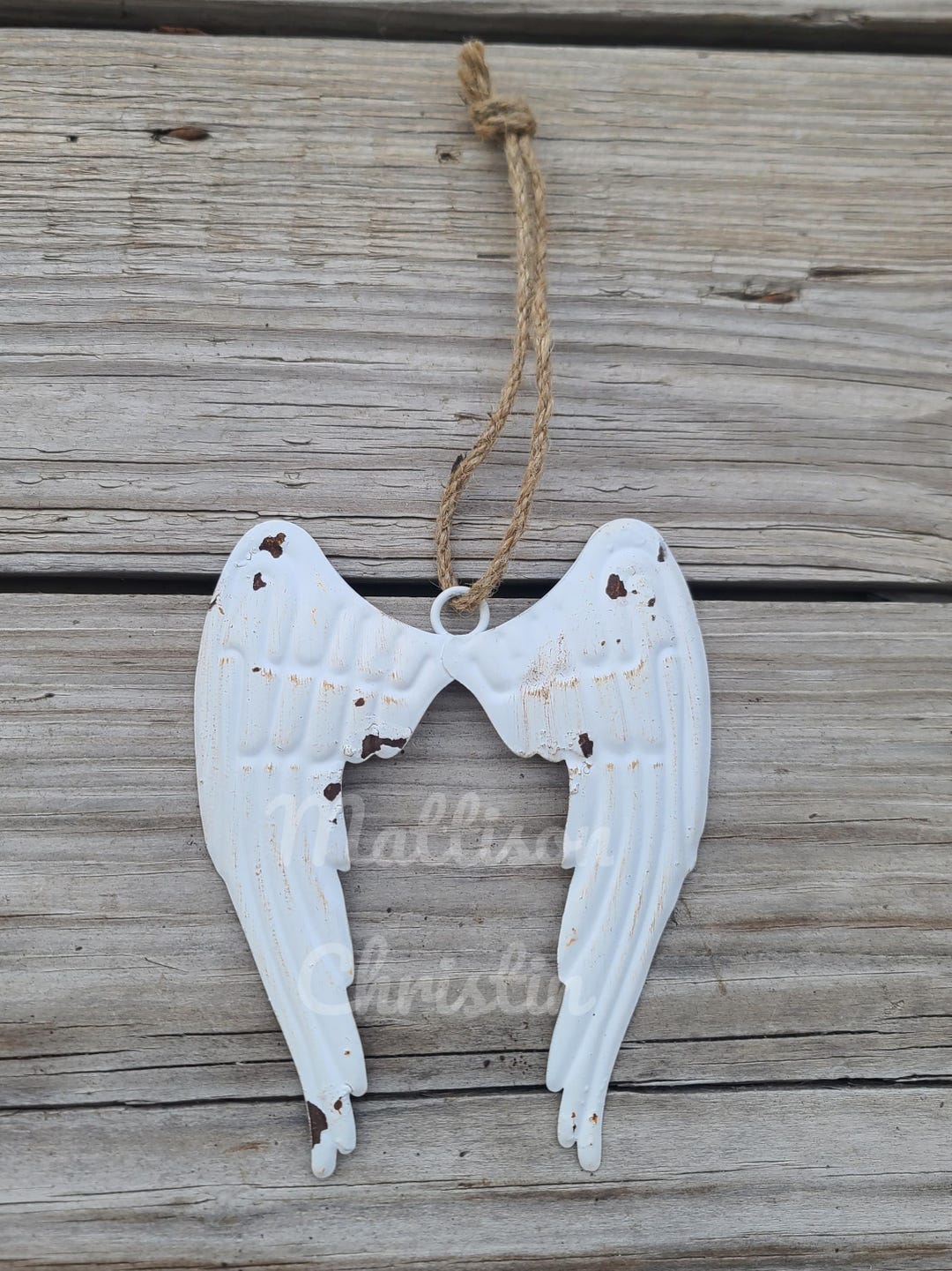 Shabby Chic Metal Angel Wings White Distressed Gifts for Home ...