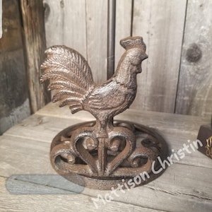 Rooster Cast Iron Paper Towel Toilet Paper Holder Country Farmhouse Decor Organizer