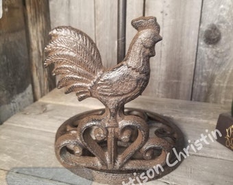 Rooster Cast Iron Paper Towel Holder