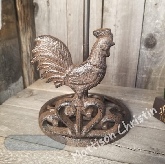 Rooster Cast Iron Paper Towel Holder Etsy