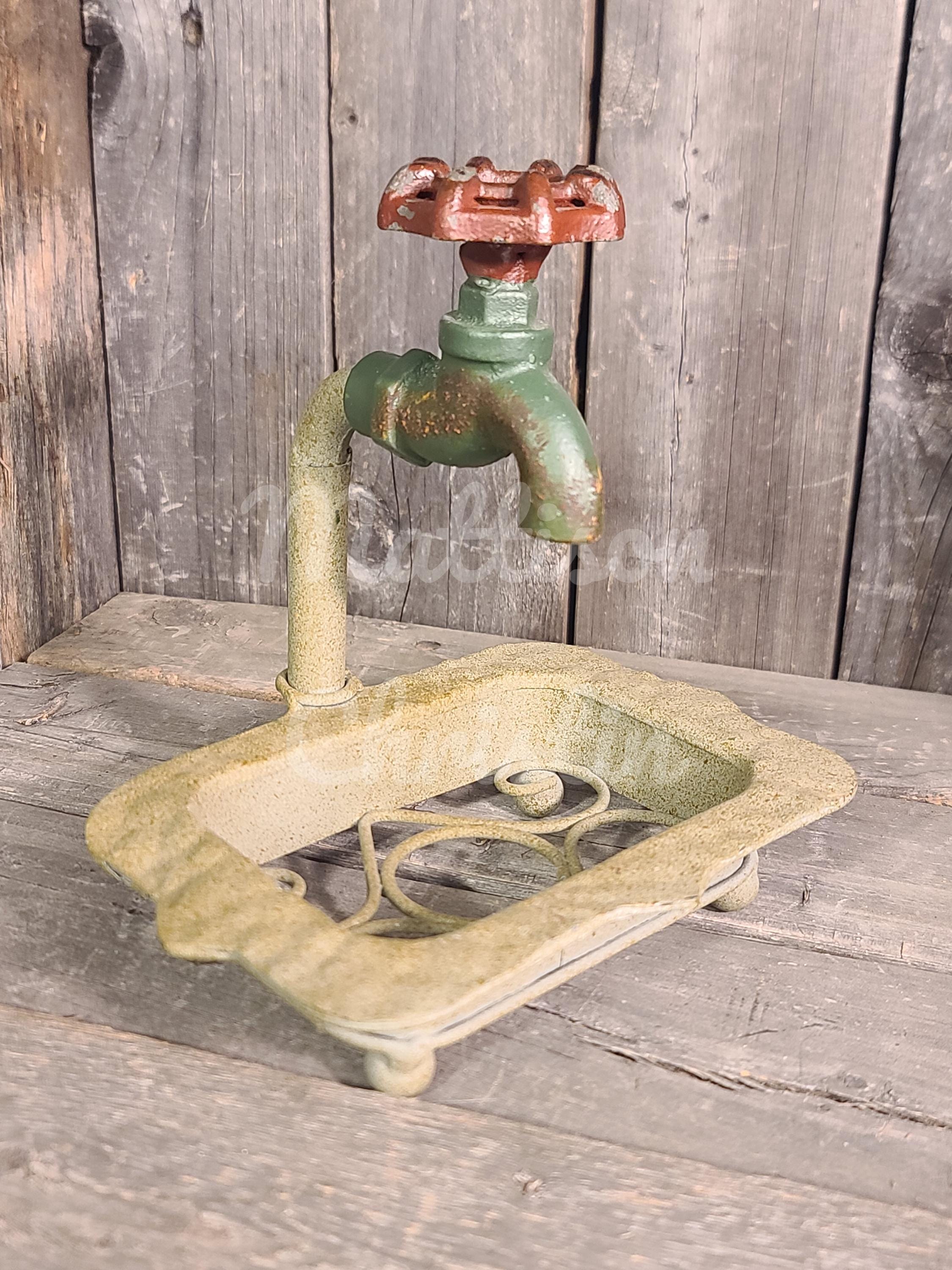 Rustic Metal Faux Faucet Soap Dish Kitchen Bathroom - Etsy