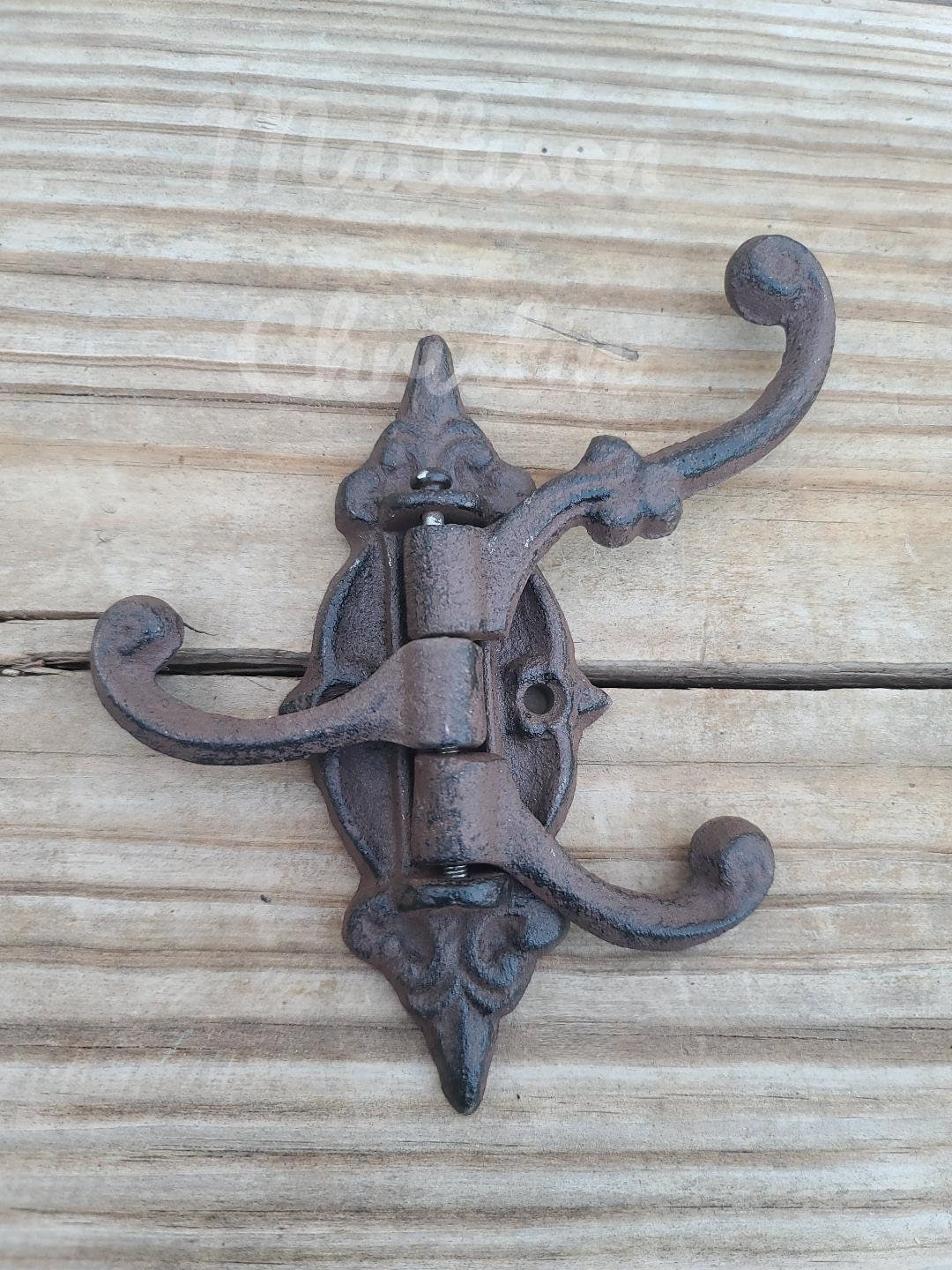 Victorian Replica Cast Iron Triple Hook Swivel Hat Towel Coat Key