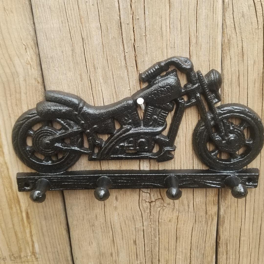 Black Cast Iron Motorcycle Key Rack Hooks - Etsy