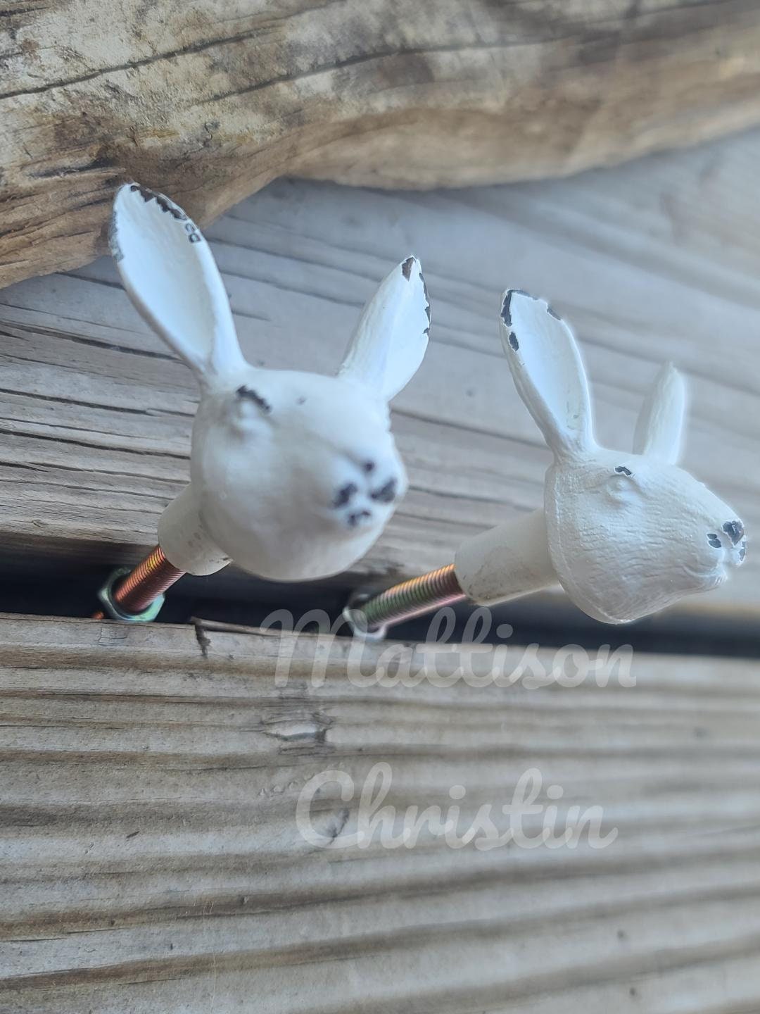 Drawer Lack Rabbit 2 White Rabbit Distressed Drawer Pull Cabinet Knobs - Etsy