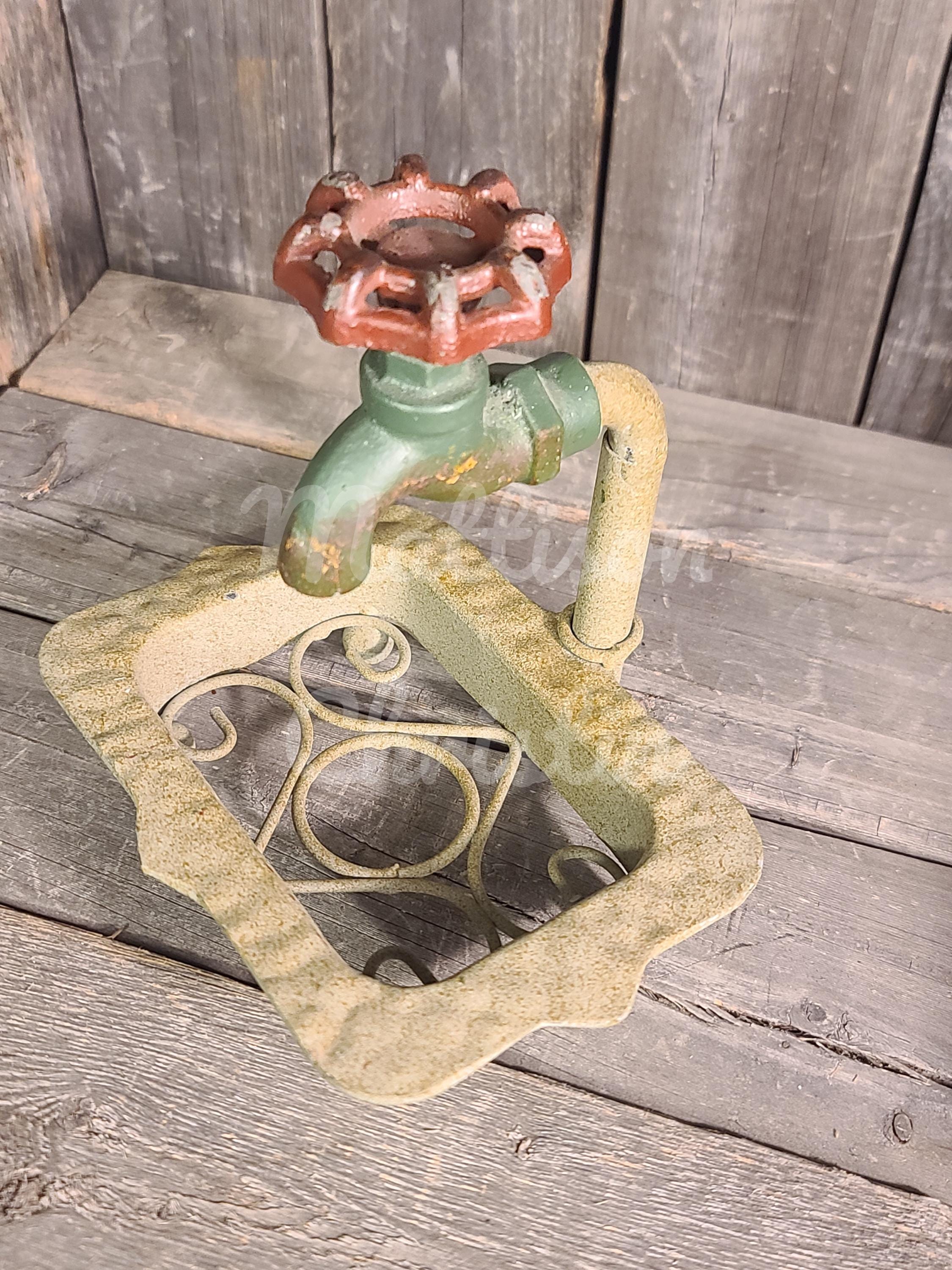 Rustic Metal Faux Faucet Soap Dish Kitchen Bathroom - Etsy