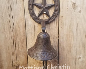 Western Themed Star Horseshoe Dinner Bell Welcome Door Bell