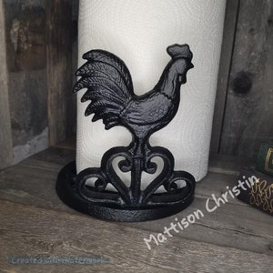 Black Rooster Cast Iron Paper Towel Toilet Paper Holder Etsy
