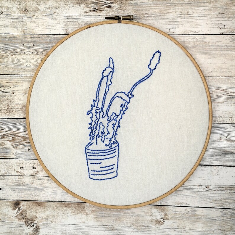 Hand Embroidered Plant Hoop Art Etsy Canada