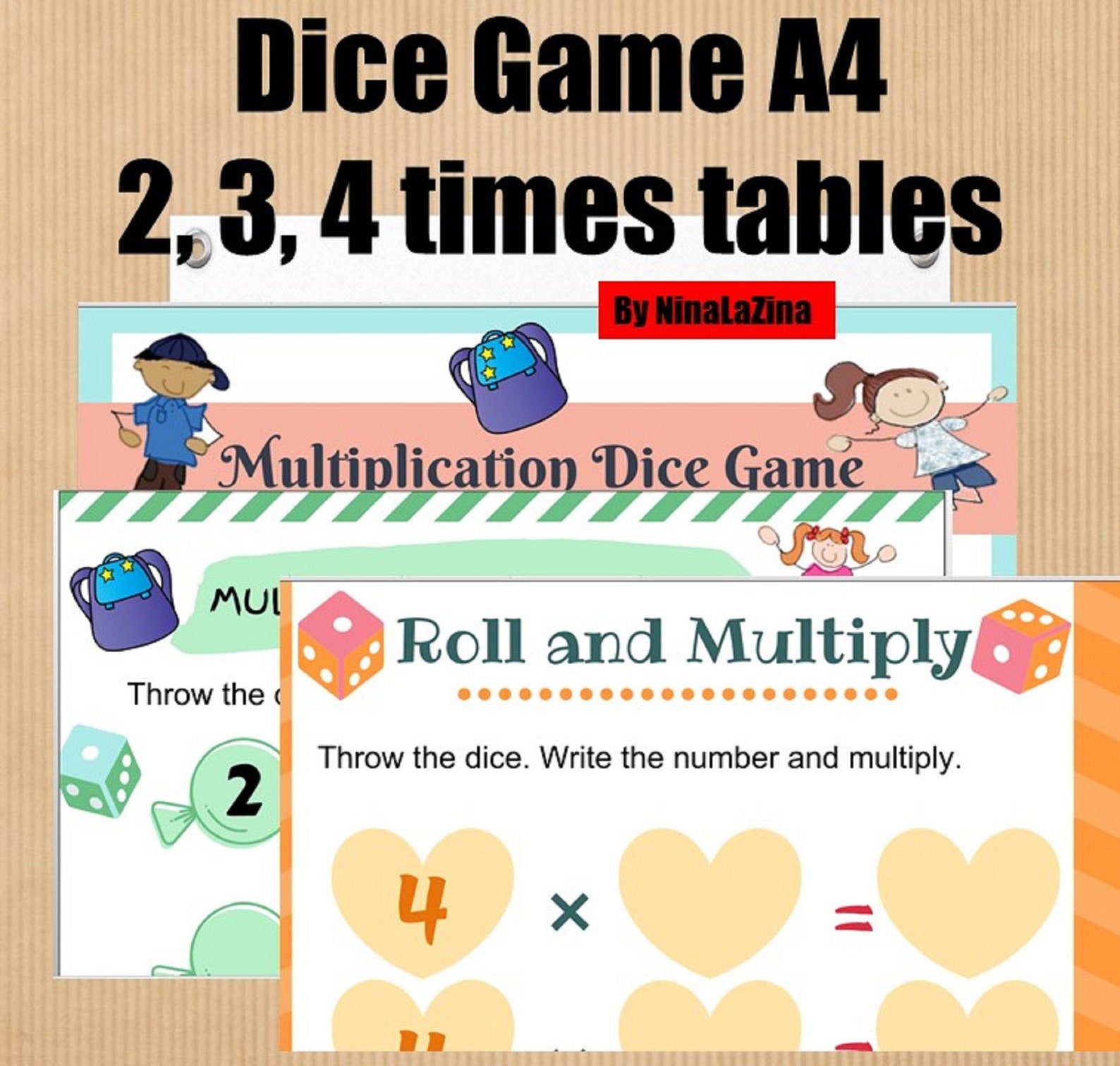 Maths Times Tables Dice Game A Fun Printable Multiplication Etsy