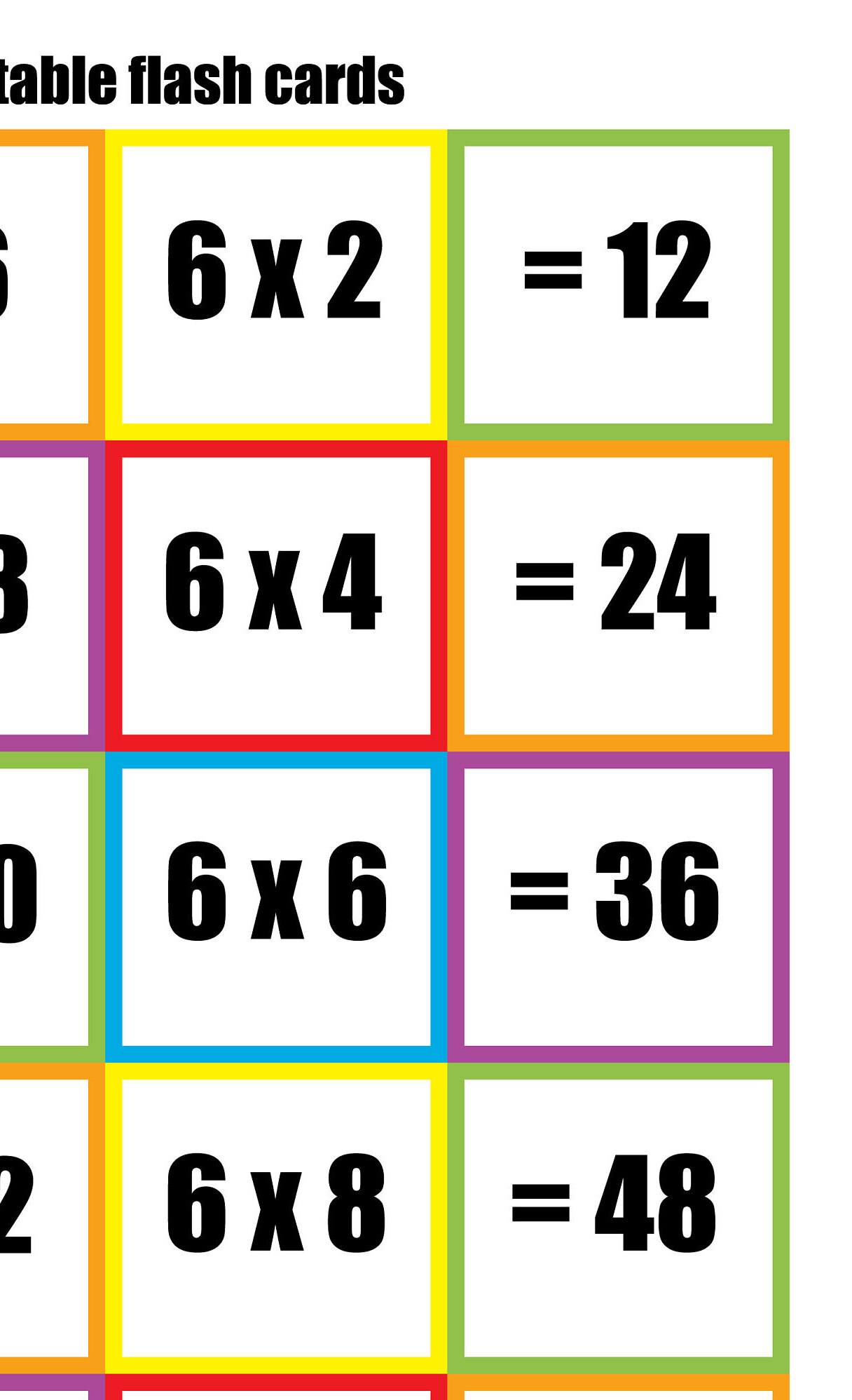Multiplication Table Flash Cards Printable FREE BINGO Times - Etsy