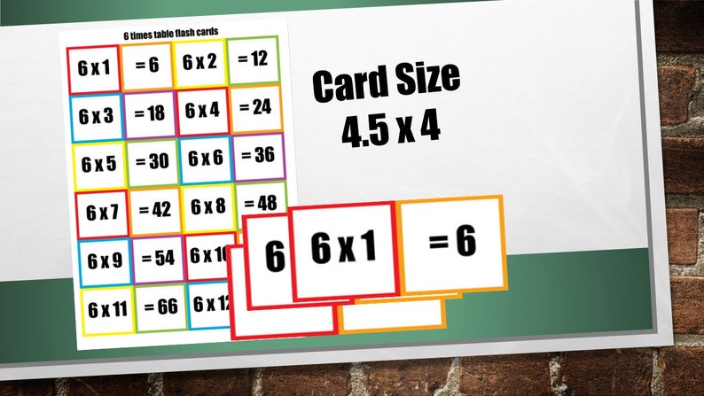 6 times table flash cards printable mini multiplication flash etsy