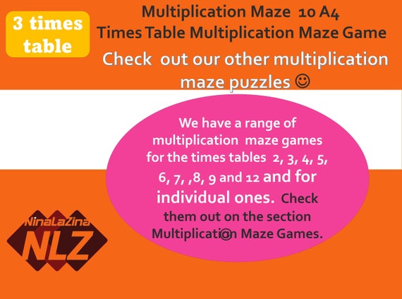 Multiplication Maze For Kids 3 Times Tables Fun Maths Etsy