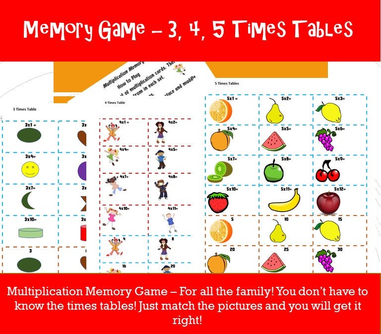 Multiplication Table Snap Memory Game Games Printable/ Autism Etsy