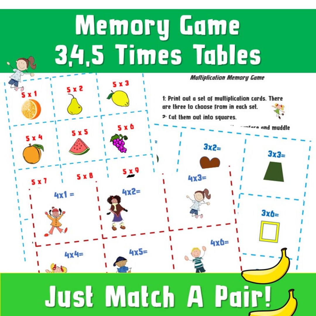 Multiplication Table Snap Memory Game Games Printable/ Autism Etsy
