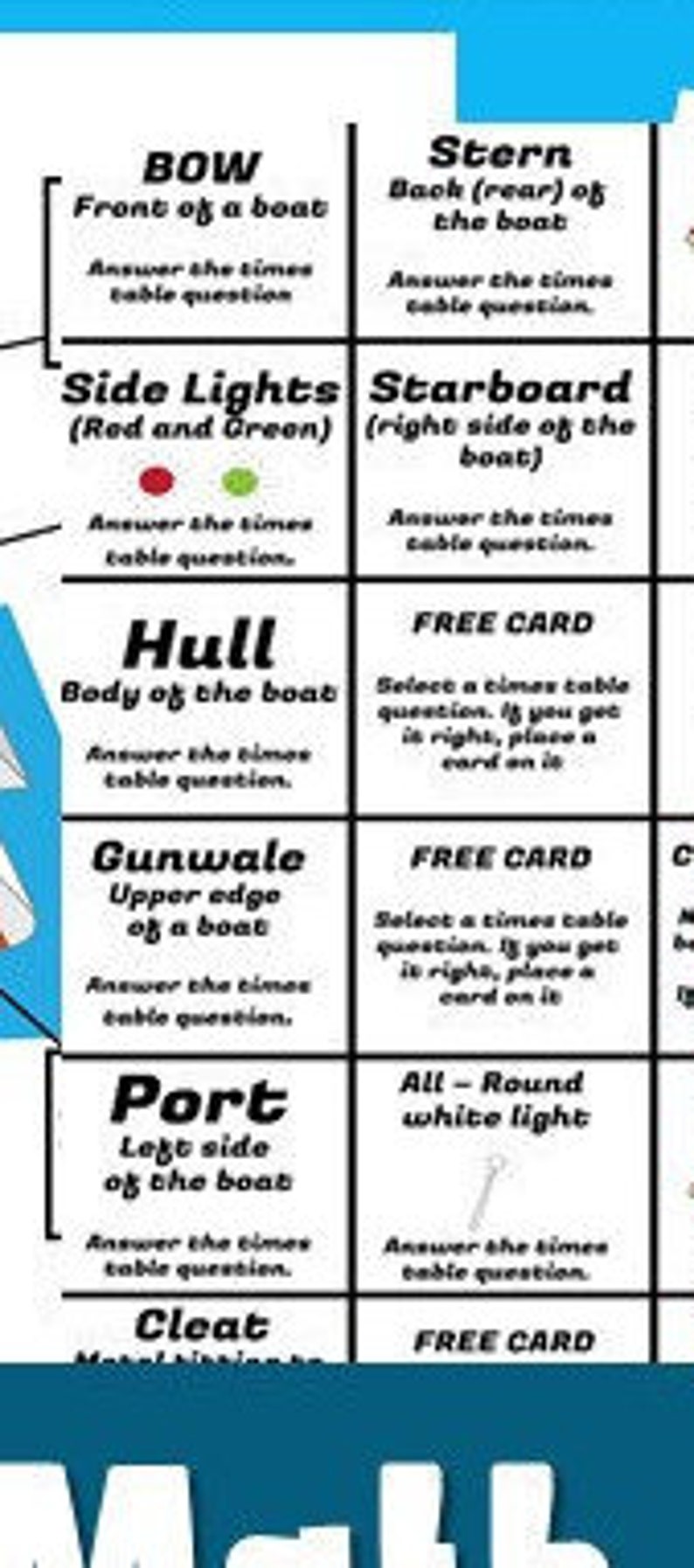 Multiplication Memory Game Printable
